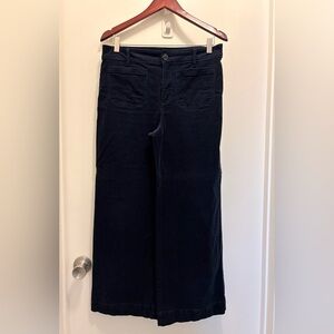 LOFT Dark Blue Corduroy Trousers The Palmer Wide Leg